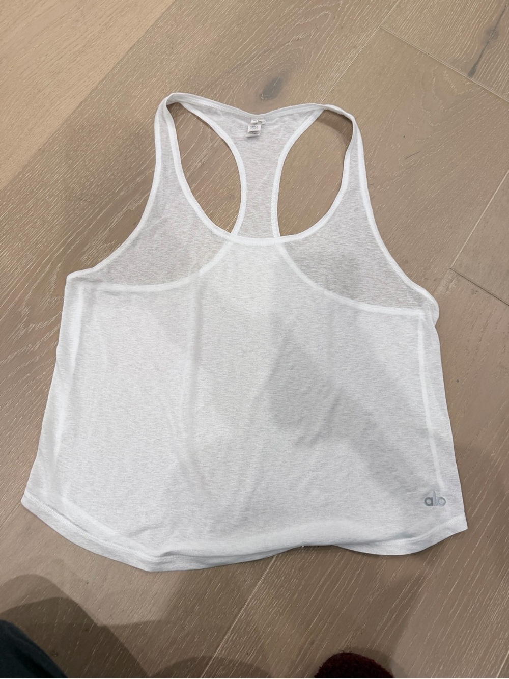 ALO All Day Yoga White Scoop Sheer Racerback Tank Top